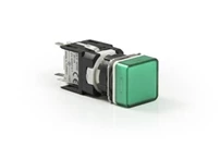 D Series Plastic with LED 12-30V AC/DC Square Green 16 mm Pilot
